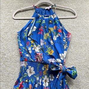 Parker NY Floral Halter Dress in Blue, size XS